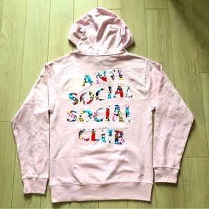 NWT Anti Social Social Club x BT21 Baby Pink Logo Hoodie Size S